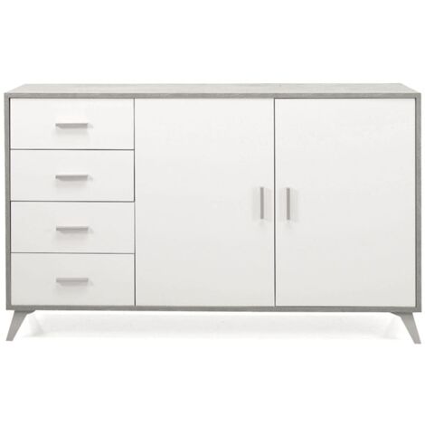 Madia con 2 ante e 4 cassetti 158 cm in melaminico Cemento - ARIEL (1/3)