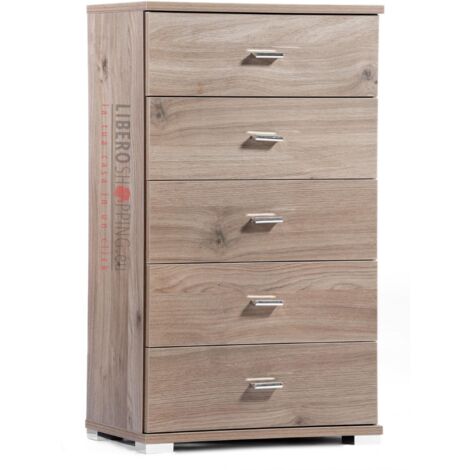 Cassettiera 5 cassetti in legno 53x91h cm Larice Grigio