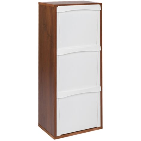 Liberoshopping Mobile In Legno Per Raccolta Differenziata - 3 Vani, Colore Rovere, 25x40 Cm, H 101 Cm