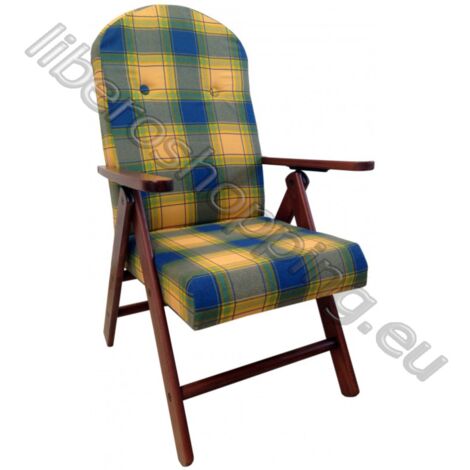 Poltrona reclinabile in tessuto BLUE SCOZZESE e legno di faggio AMALFI (1/2)
