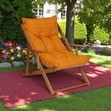 Poltrona Relax Pieghevole In Legno - 3 Posizioni, Cuscino Imbottito, Telaio Laccato Tortora, Made In Italy - Foto 5