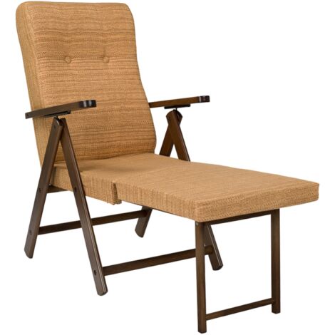 Poltrona Reclinabile Molisana In Ecopelle E Legno - 4 Posizioni, Colore Panna - Made Italy - Foto 2