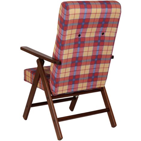 Poltrona Reclinabile Amalfi In Tessuto E Legno - 4 Posizioni, Bordeaux, Made In Italy