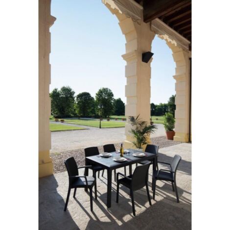 Sedia poltrona indiana in simil rattan per esterno e interno set 2 pezzi ANTRACITE