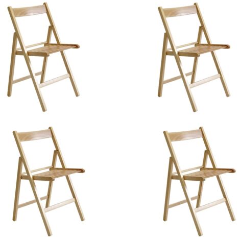 Sedia richiudibile per campeggio casa giardino in legno massello Naturale set 4