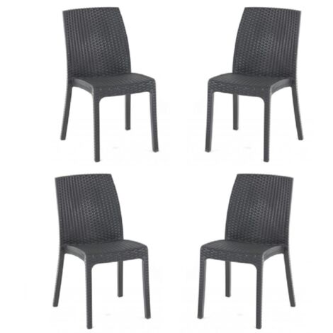 Sedia in polipropilene rattan per esterno VIRGINIA Antracite set 4 pezzi (1/4)
