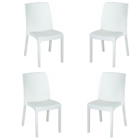 Sedia in polipropilene rattan per esterno VIRGINIA Bianco set 4 pezzi (1/2)