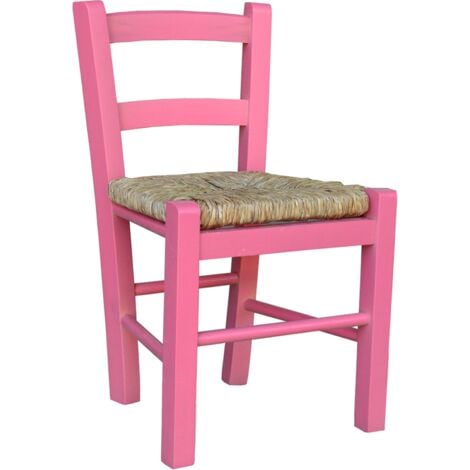 SEDIOLINA baby in Legno Seduta paglia Sedia piccola per Bambino ROSA