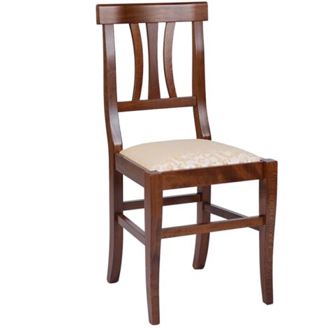 Sedia in legno massello con seduta imbottita LAURA finitura noce SET 2 PZ