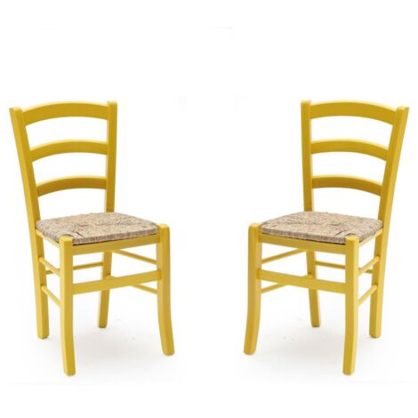 Sedie in legno faggio Giallo seduta paglia - VENEZIA SET DA 2 (1/3)
