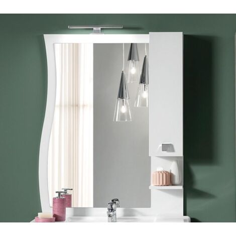 Specchio bagno con pensile e lampada LED ONDA 100 bianco lucido (1/3)