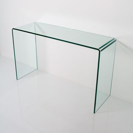 Tavolino consolle in vetro curvato trasparente SMALLE L.120 P.40 H.80