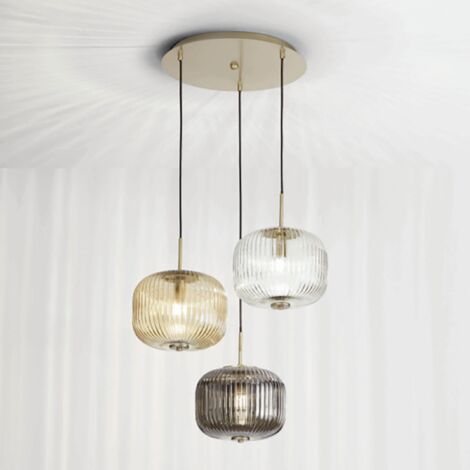 Lampada a sospensione ODETTE a 3 luci in vetro soffiato millerighi COLORS 43 cm (1/2)