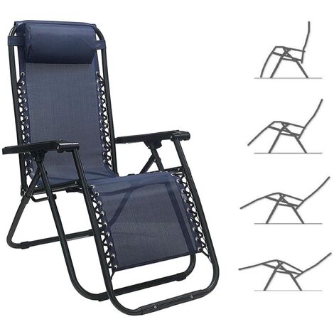 Sdraio poltrona relax da esterno LOUIS reclinabile in tessuto textilene BLU (1/2)