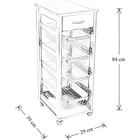Carrello SALVASPAZIO portafrutta e cassetti NOCE