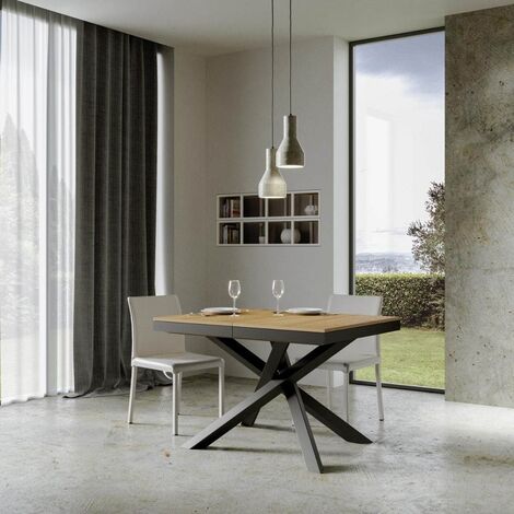 Tavolo allungabile 90x120 cm in quercia naturale – Estensibile fino a 224 cm – Struttura in metallo verniciato – Gambe robuste 70x70 mm – Itamoby (1/5)