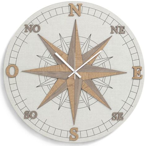 Orologio da parete legno laminato rotondo D30 cm ROSA DEI VENTI TRS
