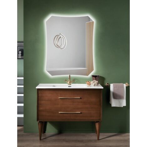 Mobile bagno moderno 100 cm - Noce Chiaro - 2 cassetti - Lavabo - CLASSIC (1/5)