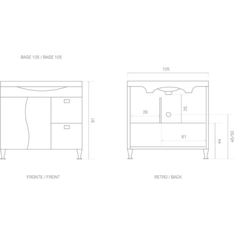 Mobile bagno a terra 105 cm in melaminico Bianco Lucido - Onda
