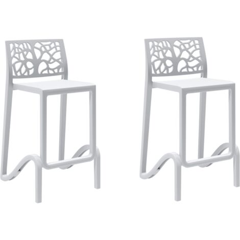 Sgabello bar alto H. seduta 65 cm con schienale TETI Bianco set 2 pezzi (1/2)