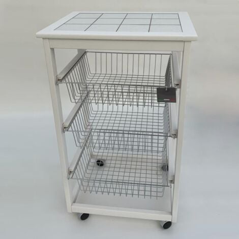 Carrello da cucina portafrutta con 3 cestelli senza base LACCATO BIANCO