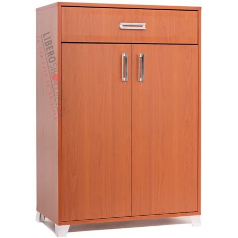 Mobile multiuso in legno nobilitato ciliegio – 2 ante e 1 cassetto – Dimensioni 81x44x120 cm – Struttura robusta con piedini cromati – Liberoshopping (1/2)
