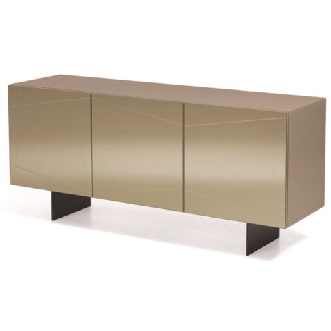 Madia credenza a 3 ante in vetro specchio bronzo scocca tortora e 2 piedini ISIDE