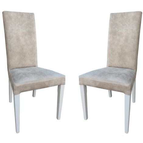 Sedia da cucina in NABUK - seduta e gambe Beige DENVER 2 sedie (1/2)