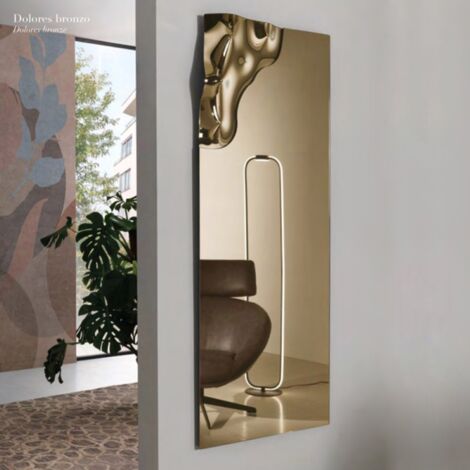 Specchio rettangolare con angolo in vetro fuso 68x170 cm DOLORES finitura bronzo (1/3)