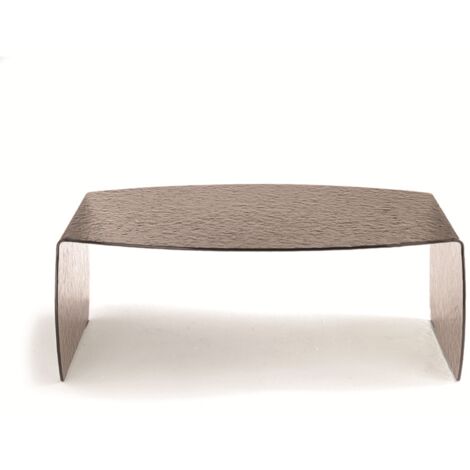 Tavolino basso in vetro temperato curvato bronzo - ELMO