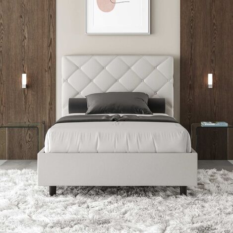 Letto 1 piazza e mezza PRIYA Bianco con rete contenitore 120x190 (1/5)