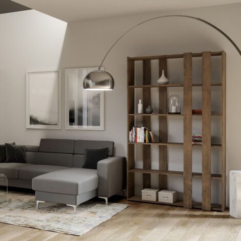 Libreria in legno Bianco frassino 120x204h cm con 8 fasce - KATO E SMALL