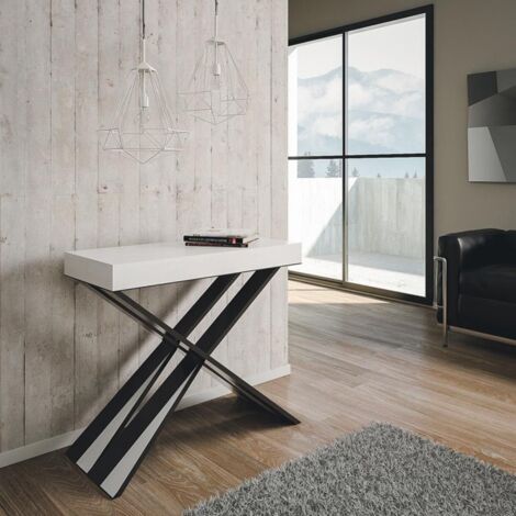 Consolle allungabile 90x40/300 cm Diago Premium Bianco Frassino telaio Antracite