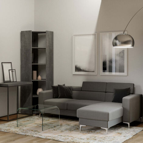 Libreria ad angolo in legno Bianco Frassino 60x204h cm - KATO B (1/5)