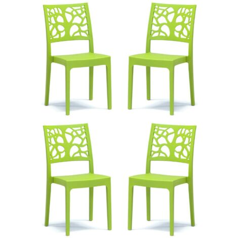 Sedia da bar cucina in polipropilene impilabile TETI verde Set 4 (1/2)