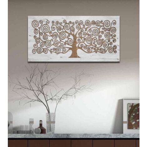 Quadro albero della vita Klimt 60x120 cm figura intagliata