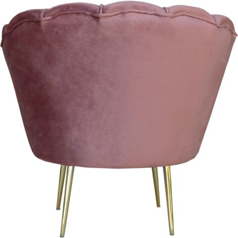 Sedia poltrona a conchiglia design moderno velluto gambe dorate Calicis