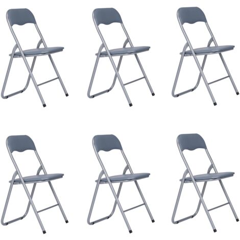 Sedia in metallo pieghevole seduta ecopelle GRIGIO SET 6 PEZZI