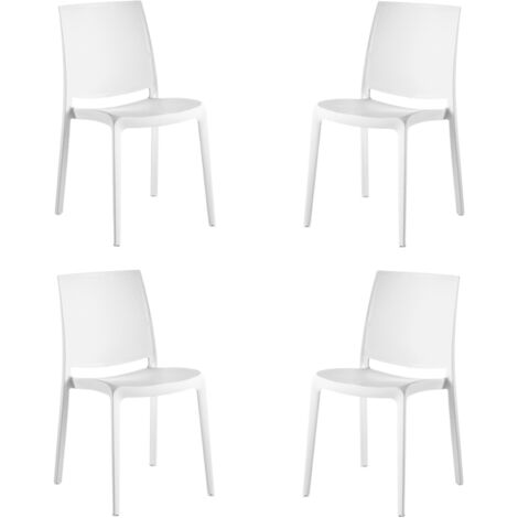 Sedia da giardino o cucina in polipropilene impilabile - Set 4 FEBE Bianco (1/4)