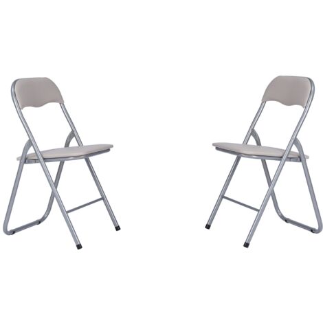 Sedia in metallo pieghevole seduta ecopelle TORTORA SET 2 PEZZI