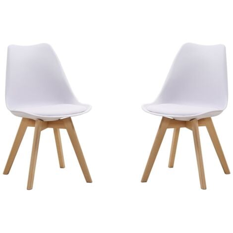 Sedia Kaira bianco con seduta ecopelle e gambe in legno - 2 pezzi
