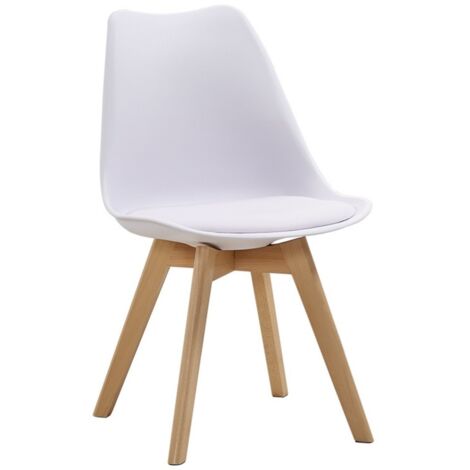 Sedia Kaira bianco con seduta ecopelle e gambe in legno - 2 pezzi