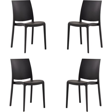 Sedia da giardino o cucina in polipropilene impilabile - Set 4 FEBE Antracite (1/3)