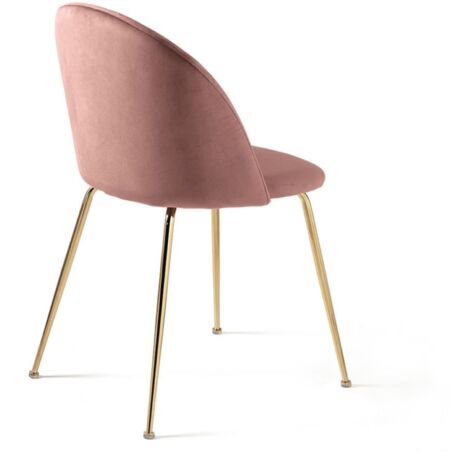 Sedia da Pranzo e da Cucina, Poltrona in Velluto Imbottita con Braccioli, Regge 120 kg, Gambe in Metallo, Rosa e Dorato | Leroy Merlin