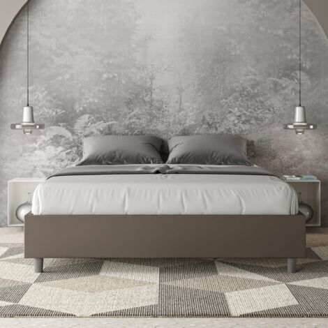 Letto matrimoniale contenitore imbottito 160x190 similpelle cappuccino Azelia (1/5)
