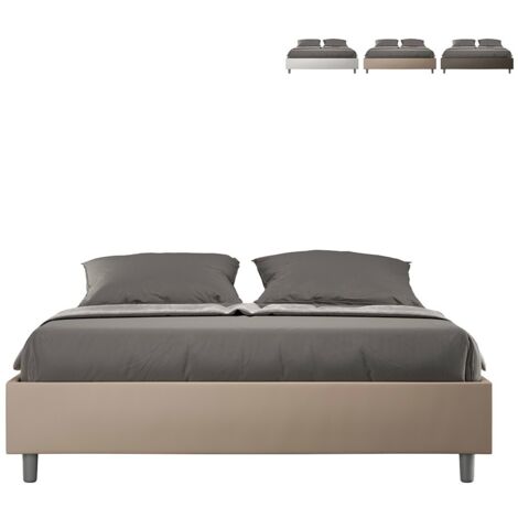 Letto matrimoniale con rete imbottito 160x200 similpelle tortora Azelia (1/5)