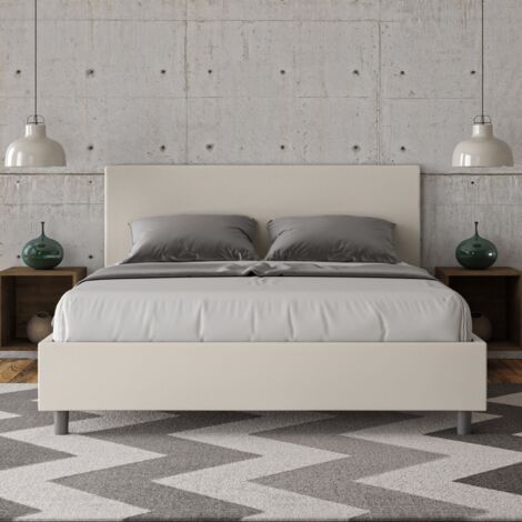 Letto matrimoniale contenitore imbottito 160x190 similpelle bianco Adele (1/5)