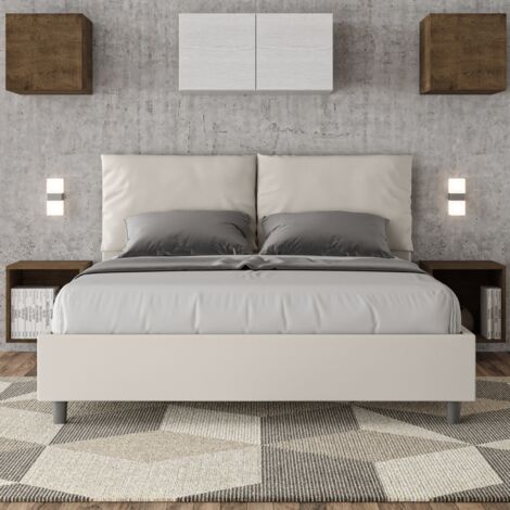 Letto matrimoniale contenitore imbottito 160x200 similpelle bianco Antea (1/5)