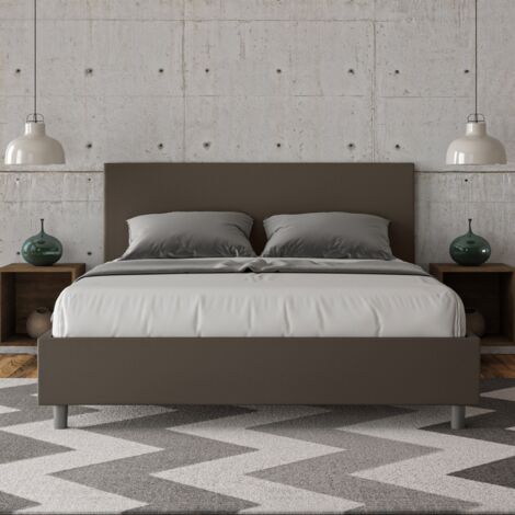 Letto matrimoniale senza rete imbottito 160x200 similpelle cappuccino Adele (1/4)