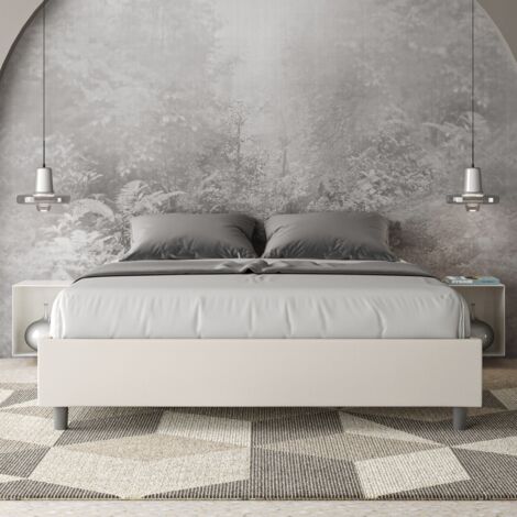 Letto matrimoniale senza rete imbottito 160x190 similpelle bianco Azelia (1/4)